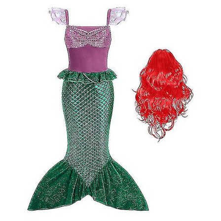Girls Mermaid Princess Dress Ariel Cosplay Kostym Barn Halloween Carnival Party Kostym Z X