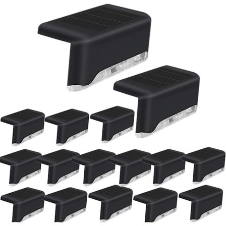 16 Pakk Soldekkslys, Soldekks LED-lys for Utendørs, Vanntette Sol-LED-lys for Dekk, Trinn, Rekkverk, Vegg, Patio, Hage, Trapp (KALD HVIT)