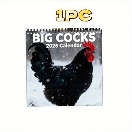 2026 Big Roosters Morsom Hane Kalender - Tykk Spiralbinding & Dobbeltsidige Sider med Morsomme Hane Fakta & Fraser, Spøker