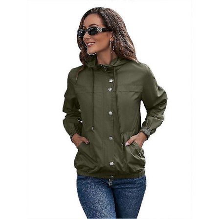 Fashion Hooded Windbreaker Dam Trenchcoat Utomhus Sport Vindtät