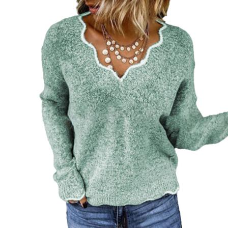 Höst Vinter Dam V-ringad Stickad Söt Pullover Tröja Lös