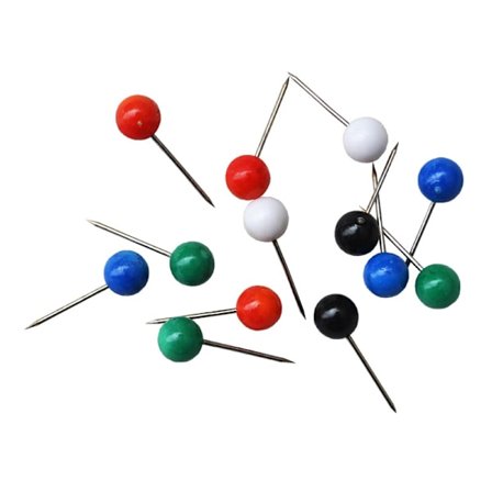 Set med 200 st 6*17mm kartnålar Plast runt huvud Stålstift Blandade färger