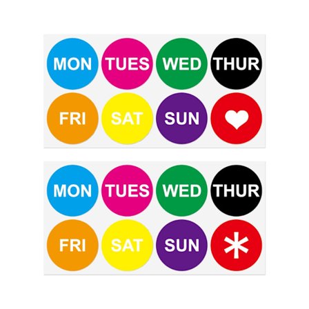 Dag Märke Etiketter Måndag till Söndag Etiketter Dag Mat Datum