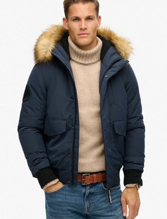 Superdry Everest Hooded Puffer Bomber - Navy - M