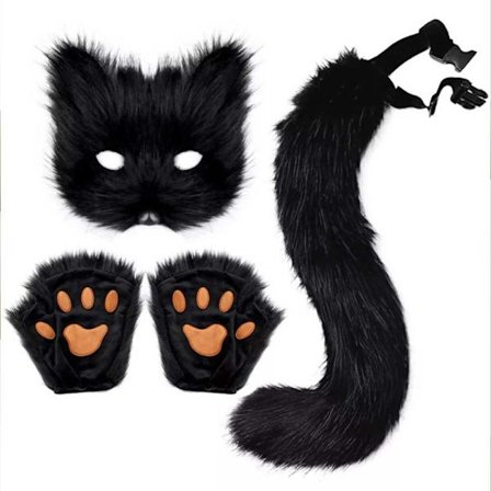 Furry Kat Fox Maske Julefrokost Kat Fox Cosplay Kostume Maske Hale Pote Sæt