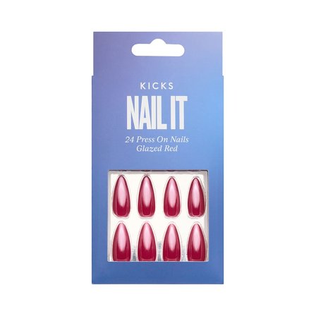 KICKS Beauty Nail It - 24 Press On Nails Glazed Red, Makeup, Kunstige Negle Og Tilbehør, Kunstige Negle