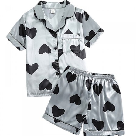 Toddler Kids Satin Pyjamas Set, Kortärmad, M