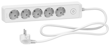 Schneider Electric Unica Extend Grenuttag 5-vägs, brytare, jordat, 1.5 m Vit, Anslutningsdon & kablar