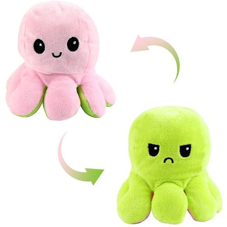 Reversible Octopus Plush Toys Pink And Red 20cm, Show Your Mood Without Saying A Word!