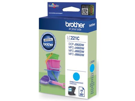 Brother Bläckpatron, 221C, cyan, singelförpackning, LC221C - Lyreco - Toner och bläck - Bläckpatroner - Bläckpatroner Brother