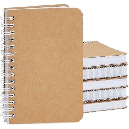 Mini Kraft Notesbøger, Ulinjerede A6 Spiral 90-arks Simpel Journal (3,5x5,5 tommer, 6-pak)