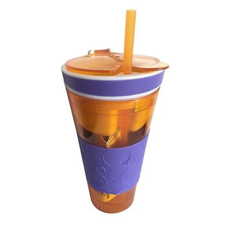 2-i-1 Milkshake- og Fruktjuice-Røre-Flaske med Sugerør