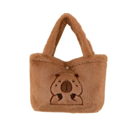 2025 Capybara Plysj Ryggsekk - Kawaii Pels-Tekstur Skolesekk for Jenter -HK819