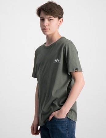 Alpha Industries Basic T-Shirt SL K Grønn T-skjorter Gutt - Kids Brand Store