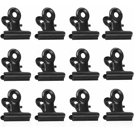 Små klämmor, 50 st metall bulldog binder klämmor 22mm bulldog pappersklämmor svarta gångjärnsklämmor för matkassar foton hem kontorsmaterial (svart)