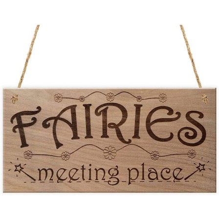 Heyone Fairy Decor Fairies Meeting Place Funny Plaque Träskyltar för hemträdgårdsdekoration Väggkonst 10x5(35BW999)