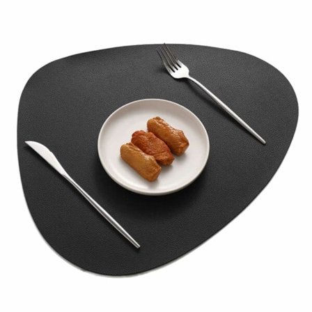 4-pakke bord tablet i kunstigt læder afrundet sort 43x36cm