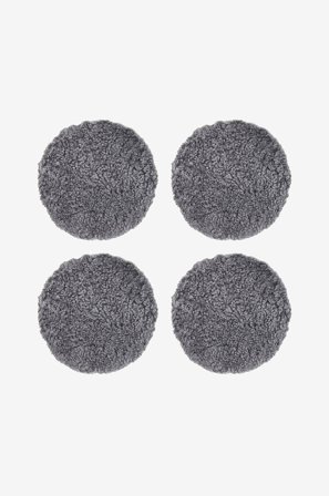 Skinnwille - Saueskinnspute Round Curly 4-pakning - Grå - Sitteputer & stolputer - 34 - Fra Homeroom
