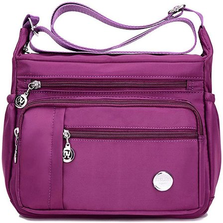 Kvinde skuldertaske rummelig taske med flere lommer dame crossbody taske mode tote-lilla