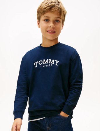 Tommy Hilfiger Monotype Print T-Shirt Ls - Navy - 140