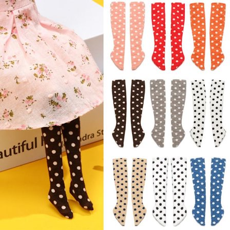 1 par Modedocka Prickiga långa strumpor VIT&SVART White&Black