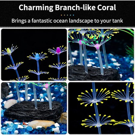 Stribede koral prydplanter lysende effekt kunstig silikone