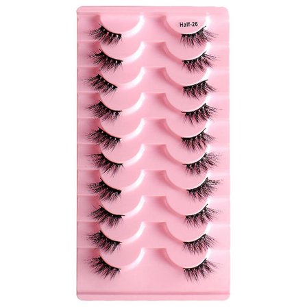 Naturliga halva fransar korta tunna konstgjorda mink fransar falska ögonfransar 10 par