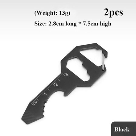 2stk Utendørs multiverktøy EDC nøkkelring SVART