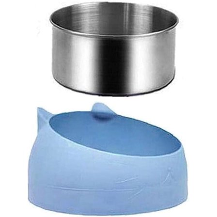 Skål for kjæledyr, katteskål, skrå munn, hundematbolle i rustfritt stål, matmater, vann, 15 graders tilt Ani