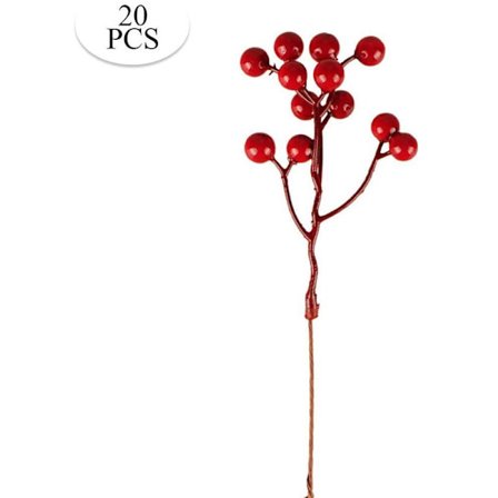 20 Buket Kunstige Bær Gren Røde Bær To, Kunstige