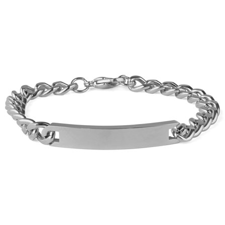7mm Silver-Tone Stainless Steel ID Bracelet for Men - Steel bracelets