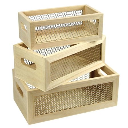 Trägrillad korg 21,5 x 8 x 12 cm x 3 stycken