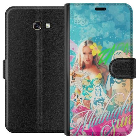 Yhteensopiva Lompakkokotelo Samsung Galaxy A3 (2017) Seikkailumaailma Steve, Creeper ja eläimillä värikkäässä palikkagrafiikassa