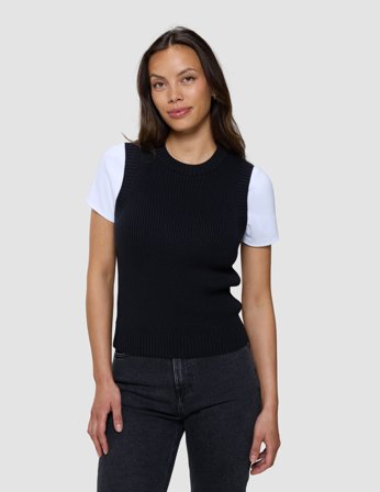 Shaping New Tomorrow - Dame - Fine Knit Rib Vest - Black - Størrelse XXL