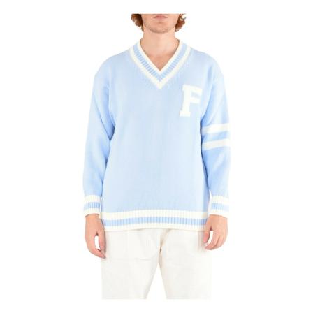 Family First, V-neck Knitwear Blauw, Heren, Maat:XL,wol