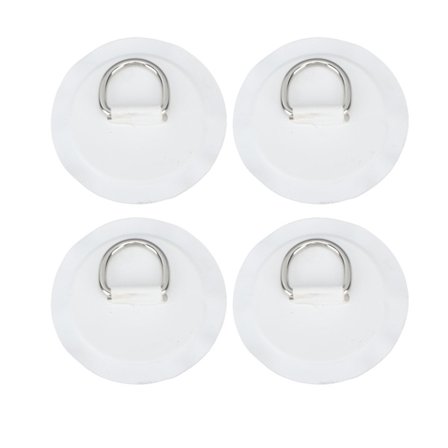 4 stk Hvite D-ring Patch PVC Rund Form Sterk Rustfritt Stål D-ring Pute for Båt Flåte Padle Brett