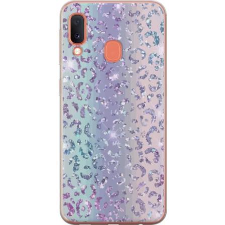 Samsung Galaxy A20e Läpinäkyvä kuori Glitter Leopard