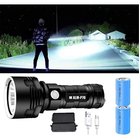 P70 lommelykt 3000-10000 lumen høy ytelse LED lommelykt Svart
