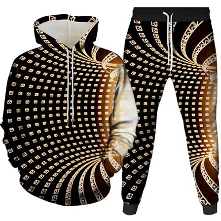 Europa och USA Nya Herr Hoodie 3D Färg Virvel Tryckt Baseball Kläder Höst och Vinter Tvådelad Set