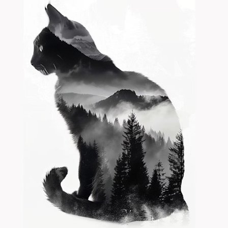 Fantasy Cat Diamantmålningskit - 5D DIY Rund Borr Hemdekoration Konst