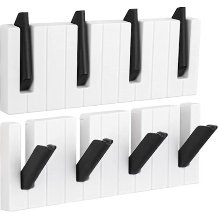 Veggkrok - 2-delt krok med 4 sammenleggbare kroker (hvit)