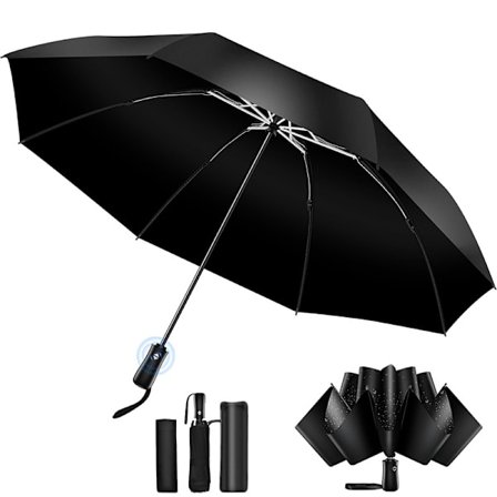 1 KPL Kompakti tuulenpitävä vahva sateenvarjo - Automaattiset tuulenpitävät käännettävät sateenvarjot miehille ja naisille