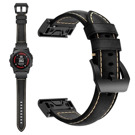 Garmin Fenix 5 klockarmband i äkta läder - Svart