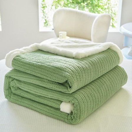 Sherpa fleece tæppe, fluffy, varmt, elegant