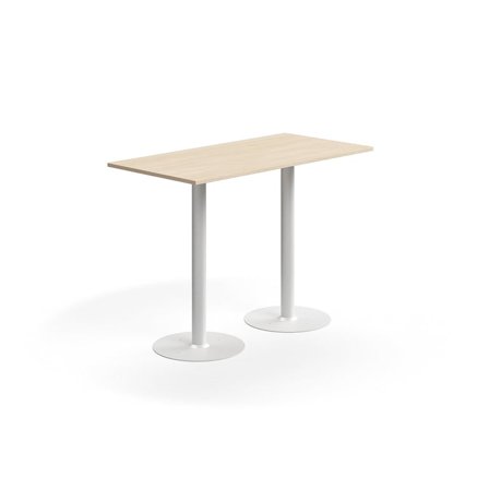 Bar table ALVA, 1400x700x1000 mm, floor fixed, high pressure laminate, white/birch