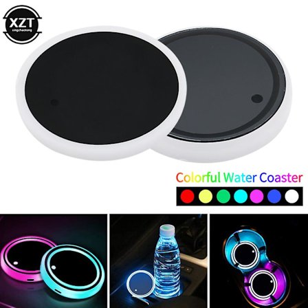 Färgglad Led Cup Coaster Hållare USB Light Mat Bilunderlägg Flaska Rgb Luminous Atmosphere Lampa Glasdyna Säte Färgglad Bakgrundsbelysning| |