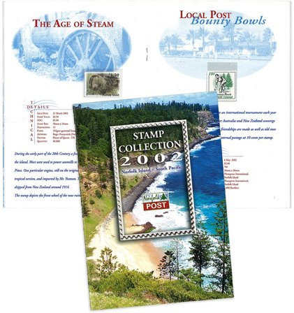 Norfolk Island - Årsmappe 2002 - Fin årsmappe A5 format med fine udgivelser bl.a. gode dagligmærker