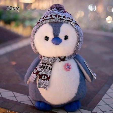 Sød Pingvin Plyslegetøj 20-37cm Fyldt Tegneserie Par Dukke Med Hat Og Halstørklæde XiXi