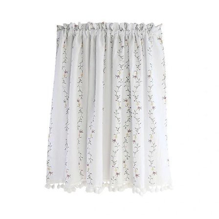 Hvid Kort Bomuldsgardin til Køkkenrumsdekoration 140X60CM Solbeskyttelse 1-pak