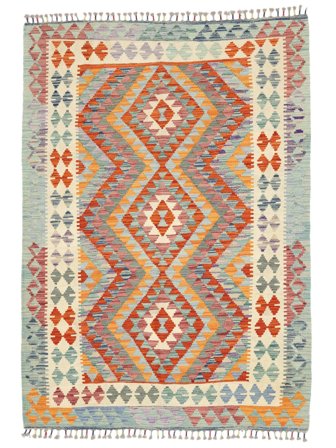 Hand Woven Kilim Afghan Old Style Rug 136X189 Wool Green/Brown Small